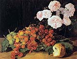 Still life with Roses Strawberries and Bread